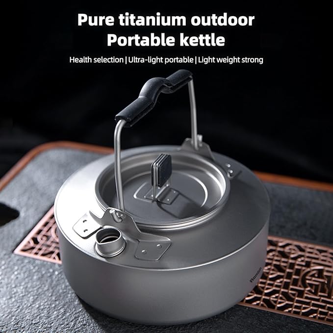 Camping Kettle Titanium Camp Tea Coffee Pot Portable Lightweight Tea Kettle Teapot Fast Heating
