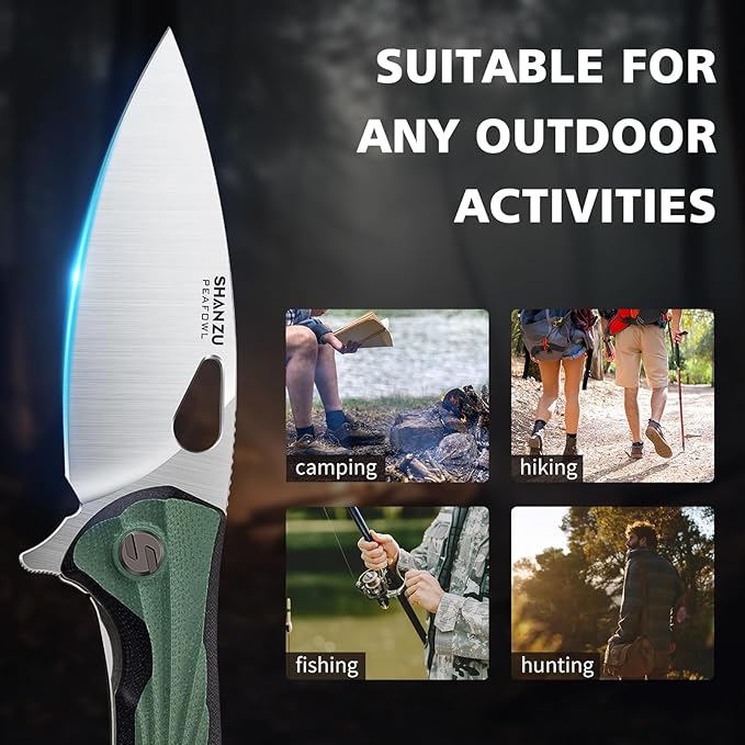 SHAN ZU Pocket Knife 3.2 in, Powder Steel Blade EDC Folding Knife for Men & Women, Utility Survival
