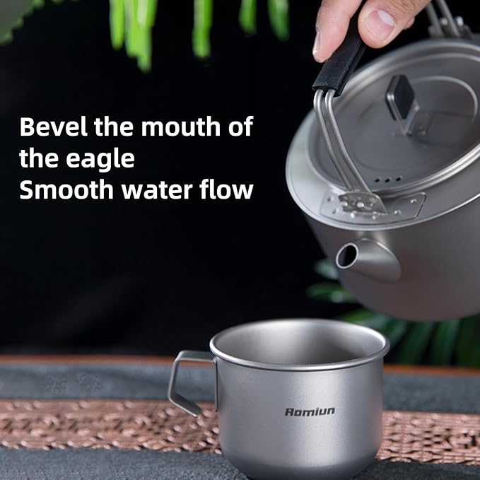 Camping Kettle Titanium Camp Tea Coffee Pot Portable Lightweight Tea Kettle Teapot Fast Heating