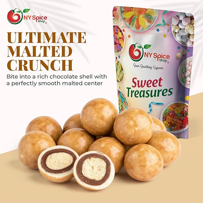 NY Spice Shop Ultimate Malted Chocolate Malt Balls Party Decorations - 1 Pound Malted Milk Ball