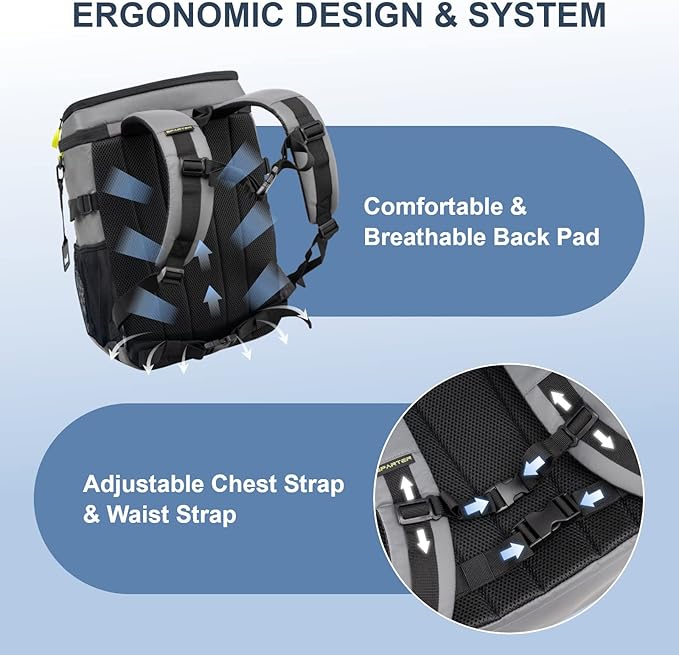 SPARTER Backpack Cooler Insulated Leak Proof 33/49 Cans, 2 Insulated Compartments Thermal Bag