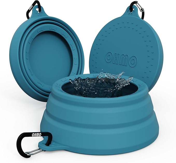 OHMO Spill Proof Collapsible Dog Water Bowl 24oz for Cars, No Splash Portable Bowls for Dog Travel