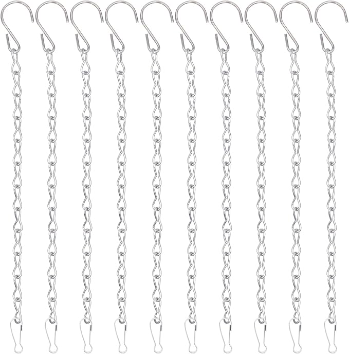 YINGFENG 10 Pack 9.5 Inch Silver Hanging Chains for Hanging Bird Feeders, Bird Houses, Planters