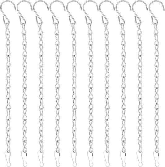 YINGFENG 10 Pack 9.5 Inch Silver Hanging Chains for Hanging Bird Feeders, Bird Houses, Planters