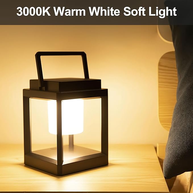 Outdoor Table Lamp, LED Solar Outdoor Lantern, Portable Rechargeable Solar Lamp Waterproof, Touch