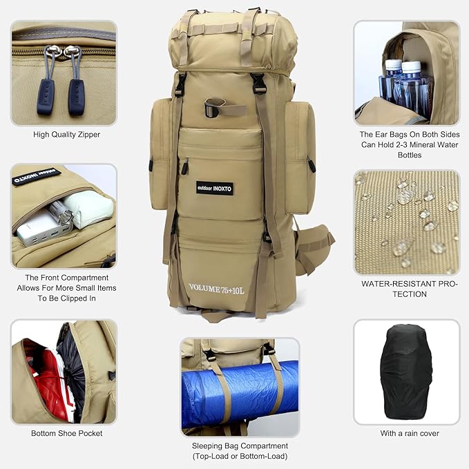 85L Lightweight Internal Frame Hiking Backpack for Men Women, Waterproof Travel Camping Backpack