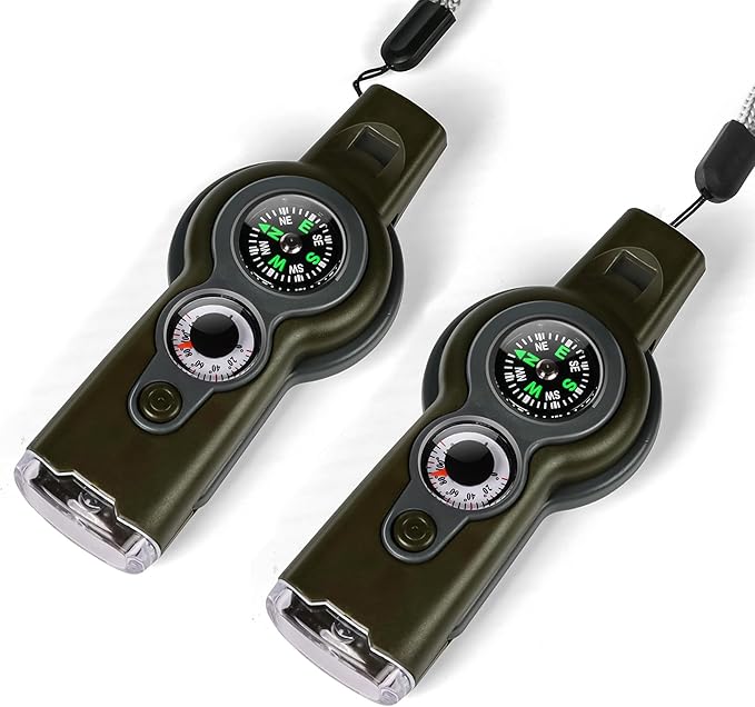 Emergency Survival Function Whistle, Outdoor Multifunctional Tool Safety Whistle with Lanyard