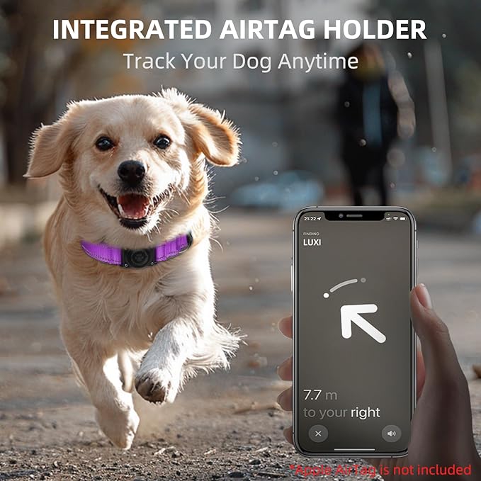 Airtag Dog Collar - 100% Waterproof Air tag Dog Collar Holder for Apple AirTag, Reflective, Soft