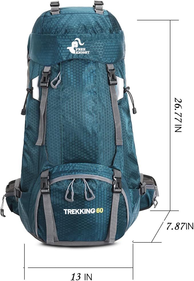 Bseash 60L Waterproof Hiking Camping Backpack with Rain Cover, Large Outdoor Sport Travel Daypack