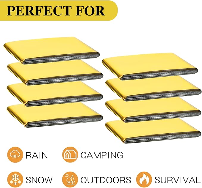 Macarrie 100 Pack Emergency Thermal Blankets Silver Foil Survival Blanket Space Blanket Survival