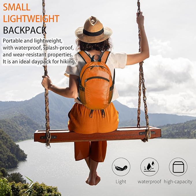Small Hiking Daypack,15L Water-Resistant Hiking Backpack Packable Lightweight Travel Day Pack for