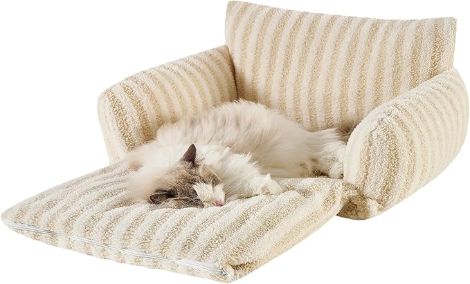 Hollypet Cat Bed Fluffy Plush Mutifuctional Double-Layer Soft Pet Couch Orthopedic Sofa Nest Beds