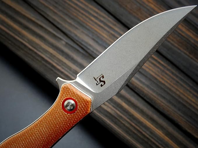 Sitivien ST112 Folding Knife, D2 Blade and Micarta Handle EDC Tool Knife with Pocket Clip for