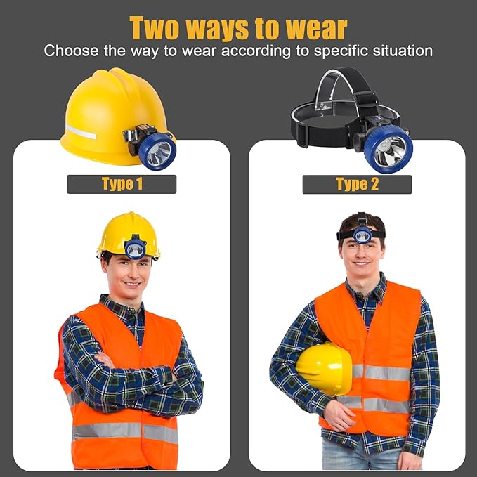 Mining Headlight Rechargeable Cap Lamp, 7 LEDs Super Bright Explosion Proof Hard Hat Light, Coon