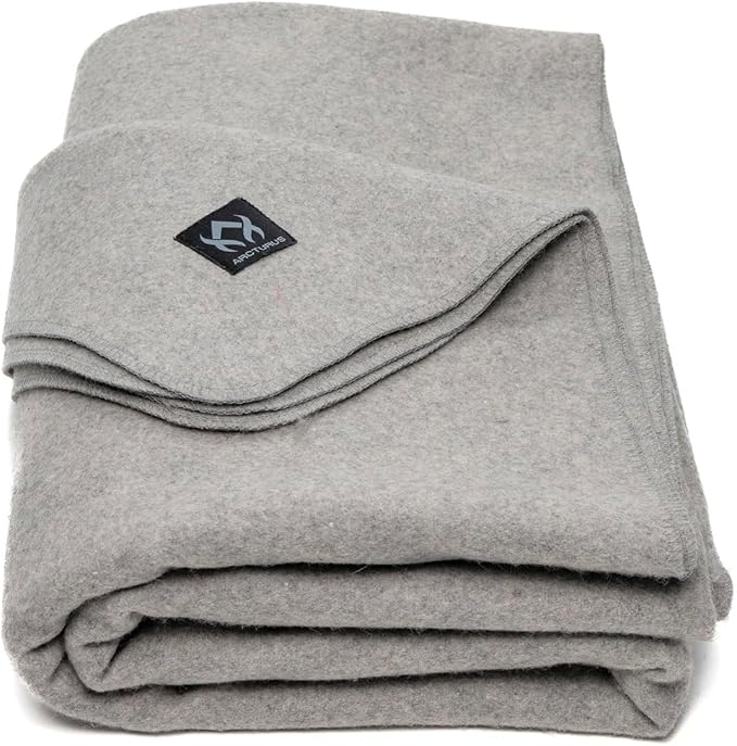Arcturus Military Wool Blanket - Warm, Thick, Washable - Great for Outdoors, Camping, Stadium