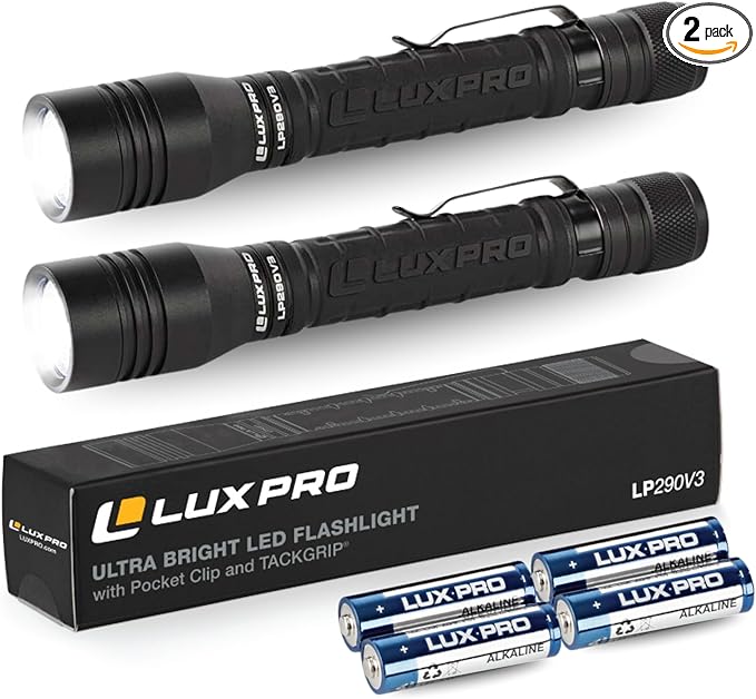 LUXPRO LP290V3 LED Flashlight - Bright 300 Lumens with 3 Light Modes - Aircraft-Grade Aluminum with