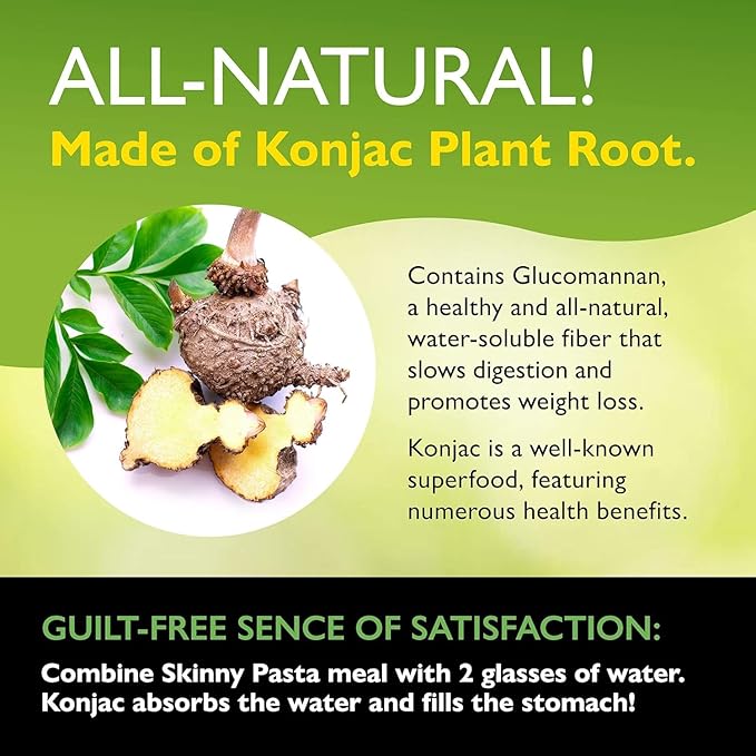 SKINNY PASTA Angel Hair - Healthy Konjac Shirataki Noodles, Low Carb Keto Pasta, Gluten Free, 6 Pack