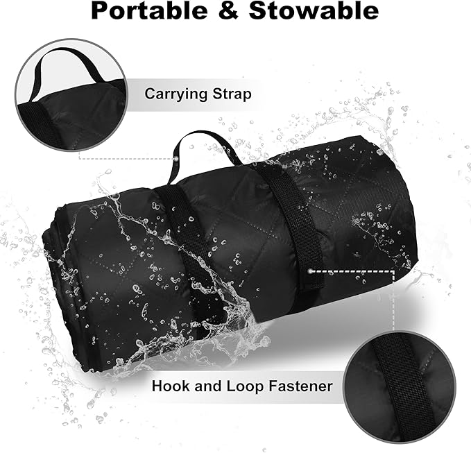 Waterproof Outdoor Blanket 92”X 60” Packable, Stadium Blankets for Camping with Sherpa Fleece