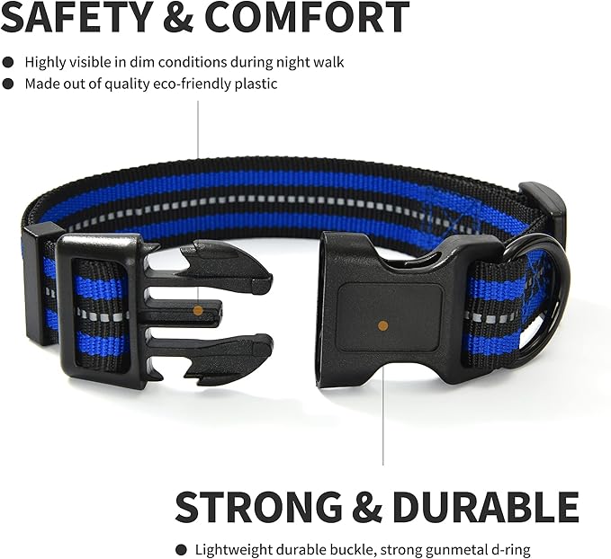 Mile High Life Reflective Dog Collar | Nylon Pet Collars wiith Buckle | Light Weight Puppy Collars