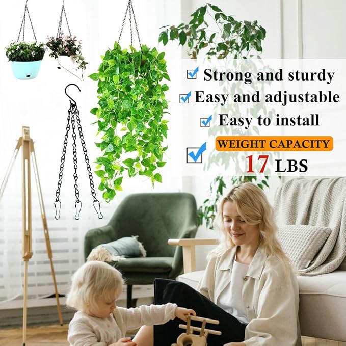 YINGFENG 236 Inch Black Metal Hanging Chains and Hanging Basket Hooks Set for Bird Feeders