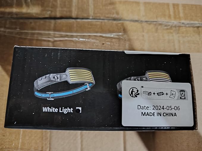 Smiling Shark Rechargeable Headlamp, 230°Wide Angle 6*White Light The Brightest LED Head Lamp with Motion Sensor Waterproof Headlight for Camping Hiking Outdoor, Head-Lamp-LED-Frontale-Rechargeable