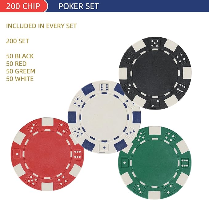 200Pcs Poker Chips Set for Texas Holdem,Blackjack, Tournaments with Aluminum Case,2 Decks of Cards