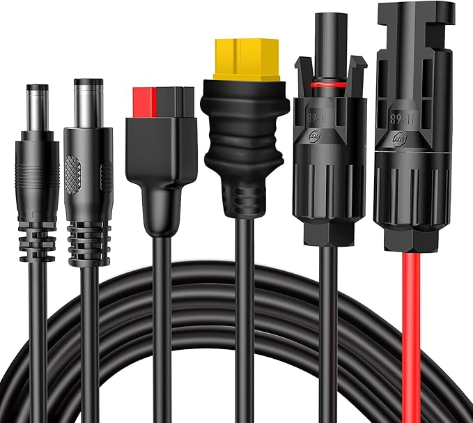 Universal 4-in-1 Solar Connector Kit, 16 AWG to Anderson XT60 DC7909 DC5521 Solar Extension Cable