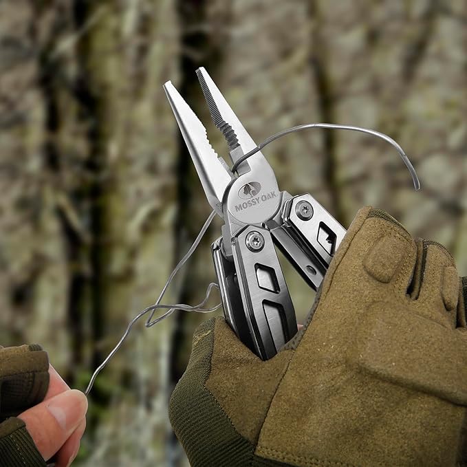 MOSSY OAK Multitool, 21-in-1 Stainless Steel Pocket Knife with Screwdriver Sleeve, Self-locking