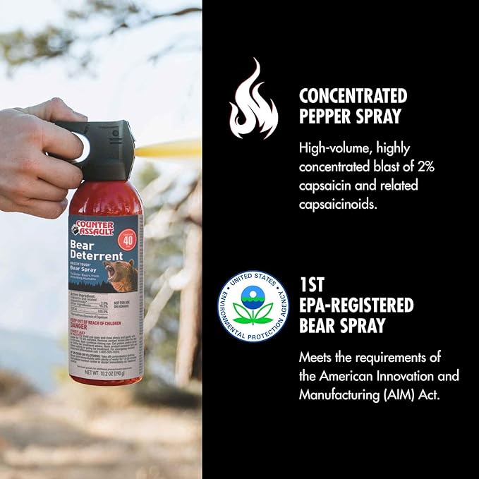 Counter Assault Bear Spray - Bears, Mountain Lions, Coyotes - Long-Range 40ft Distance - Pepper