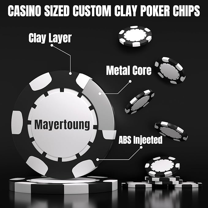 25 Custom Clay Poker Chips, 40mm Heavy 11.5g Casino Sized Personalized Poker Chips with Your Logo