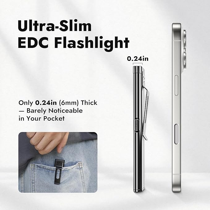 WARSUN Compact Multi-Mode Pocket LED Flashlight - 675LM, USB-C Rechargeable, IPX4, Dual Material