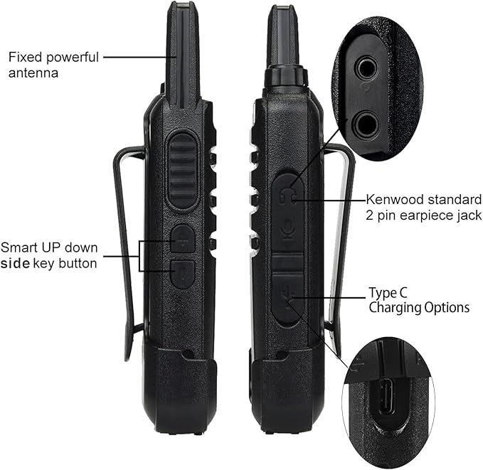 Retevis RT22 Two Way Radio Long Range Rechargeable,Portable 2 Way Radio, USB-C Charging, Handsfree