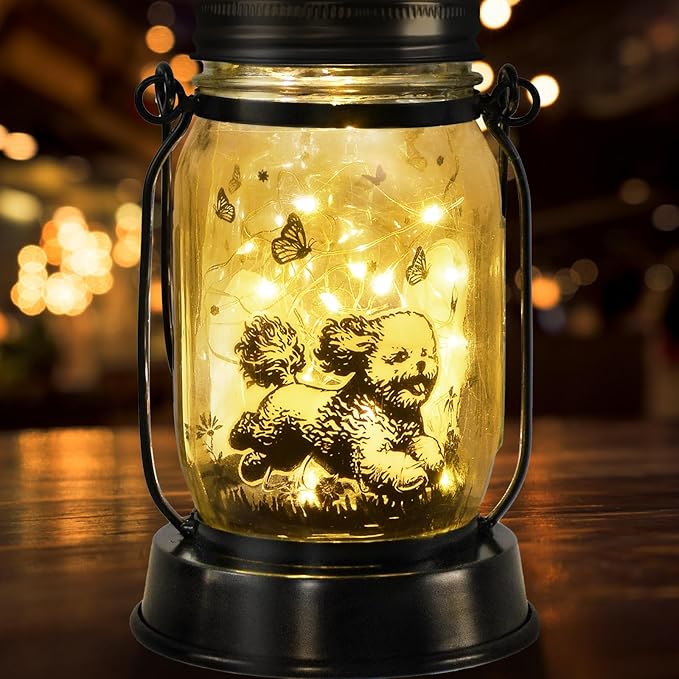 Bichon Dog Gifts for Women/Men Bichon Frise Solar Lanterns Birthday Dog Lovers Lantern Pet Loss Dog