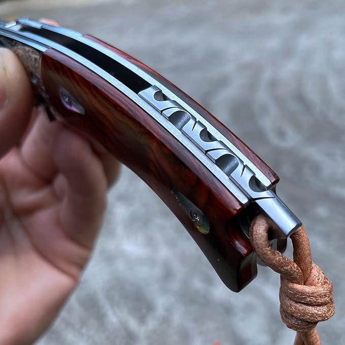 Handmade knife Japanese VG10 Damascus Steel Folding Knife,Rosewood Liner Lock Handle,EDC Pocket