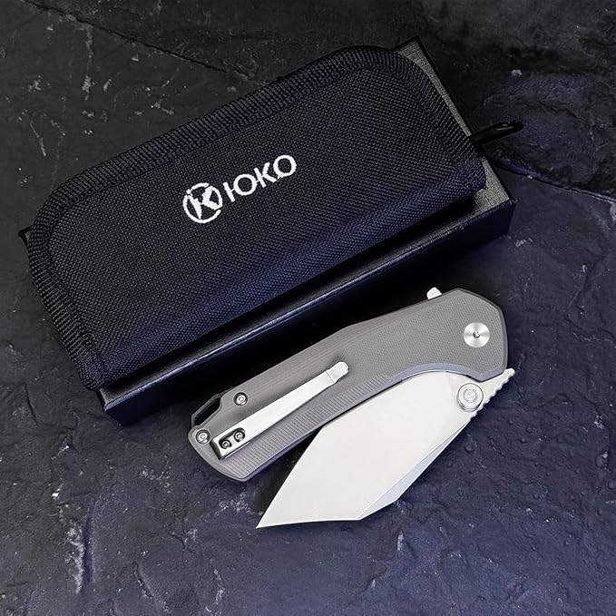 ioko Folding Pocket Knife, 3.5-Inch D2 Steel Blade, G10 Handle, EDC Camping Survival Knife with