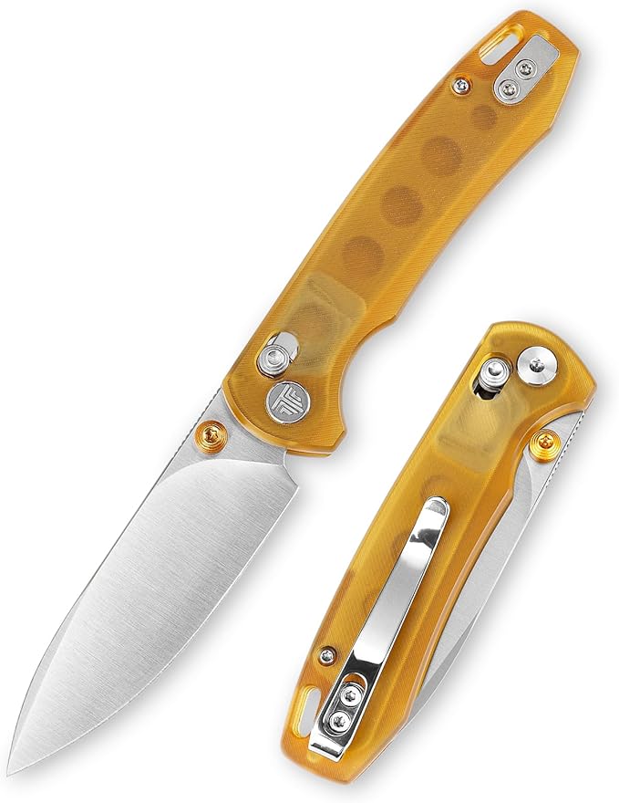 EDC Folding Pocket knife with Clip for Men,Thumb Studs Crossbar Lock Knives with 2.99" 14C28N Steel