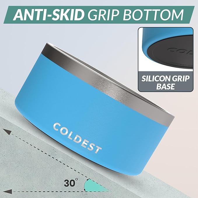 Coldest Dog Bowl - Anti Rust Metal, Non Slip, 3 Layers Insulated Stainless Steel Dog Bowls - Spill