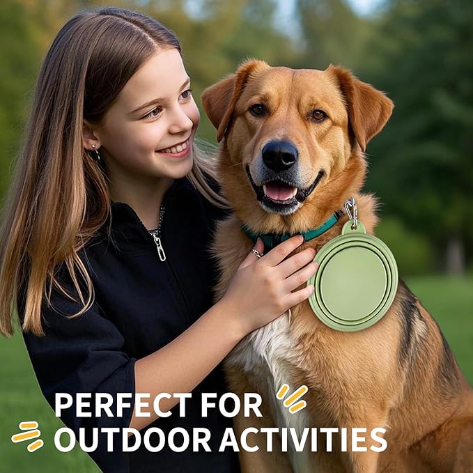 Collapsible Dog Bowls 2-Pack, Portable Travel Dog Bowl with Carabiner, Food-Grade Silicone Pet Bowl