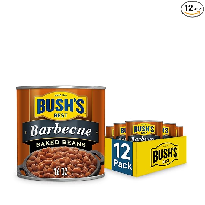 BUSH'S BEST 16 oz Canned Barbecue Baked Beans, Source of Plant Based Protein and Fiber, Low Fat