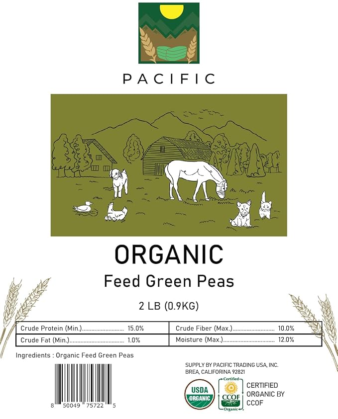 Pacific Organic Petfood Organic Whole Green Pea - Dried Green Peas | Rich with Fiber & Minerals |