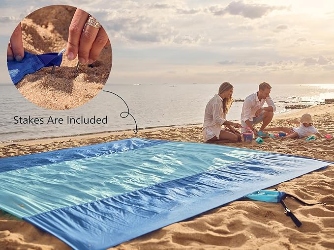 WEKAPO Beach Blanket Sandproof Waterproof, Extra Large Beach Mat, Oversized & Compact Sand Free Mat