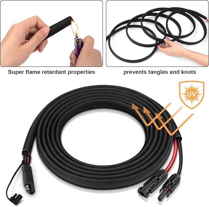 iGreely Solar Panel Connector Cable,10AWG SAE to Male & Female Adapter PV Extension Cable Wire for