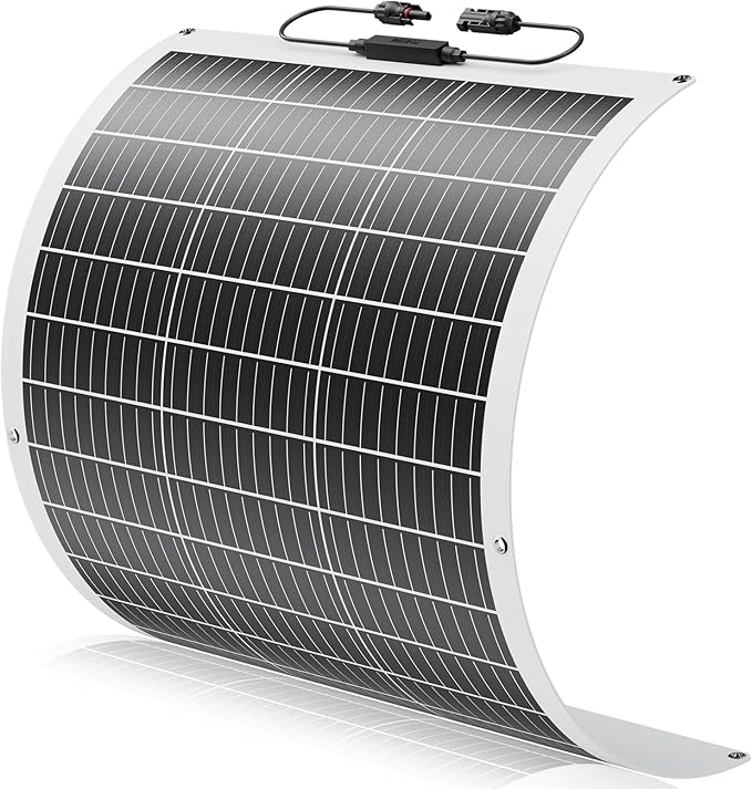 100W Flexible Solar Panel, 12V Monocrystalline Lightweight High Efficiency Bendable Mountable for