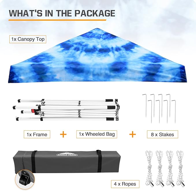 EAGLE PEAK 10x10 Slant Leg Pop-up Canopy Tent Easy One Person Setup Instant Outdoor Beach Canopy