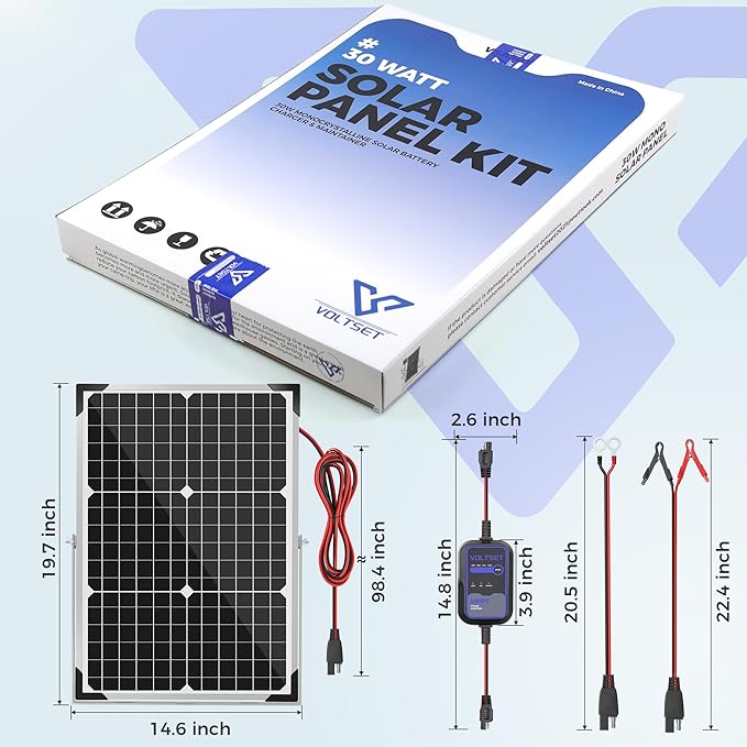 Solar Panel Kit 30W 12V with MPPT Controller, Solar Battery Trickle Charger Maintainer, Waterproof