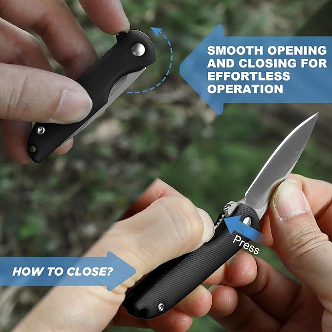 Small Pocket Knives Keychain for Men 2 Inch Blade Mini Folding Knife (D- C-Silver Blade + Black)