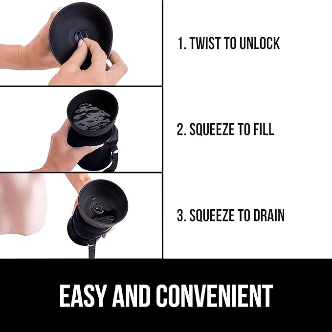 GORILLA GRIP Dog Water Bottle, Portable Water Bowl Dispenser for Dogs, 12 oz Leak Proof Pet Travel