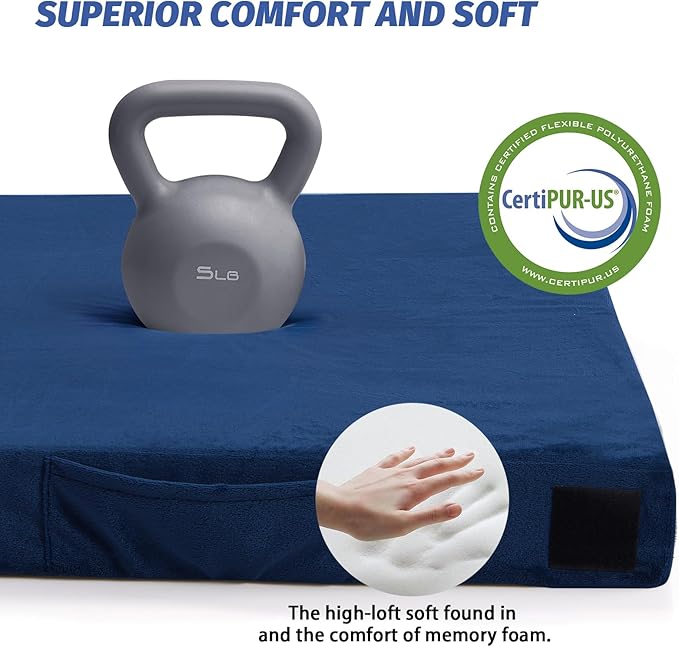 CYMULA CertiPUR-US Memory Foam Camping Mattress Pad, Portable Foam Sleeping Pad for Camping, Roll