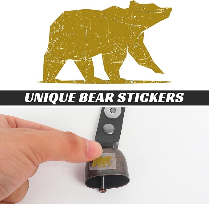 2 Pack Loud Bear Bells with Magnetic Silencer, Leather Button Strap, Carabiner for Bear Deterrent