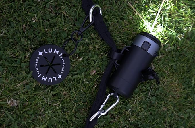 Lumi Dog Waste Bag Holder with LED Flashlight, Hands-Free Dog Walking Accessory with Carabiner Clip